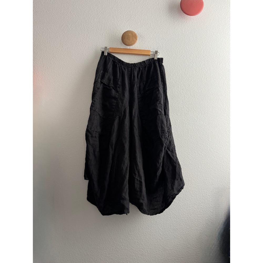 Meo Meli Made in Italy Black Linen Harem Pants Lagenlook Balloon Trousers